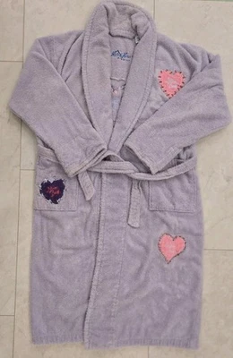 Albornoz vintage Nick & Nora I LOVE LUCY talla S/M lila corbata cintura bordada Foto 1 de 4