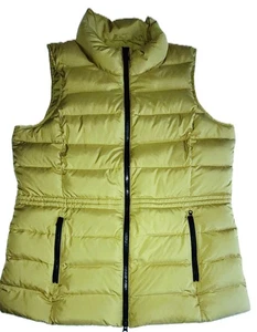 J JILL Down Puffer Vest Womens Small Green-Yellow Zip-Up Quilted Outdoors - Bild 1 von 8
