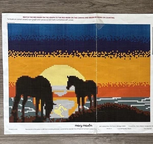 KIT GANCIO CHIUSURA MARY MAXIM “Pascolare al tramonto” 35 X 24” cavalli aperti vedi foto - Foto 1 di 8