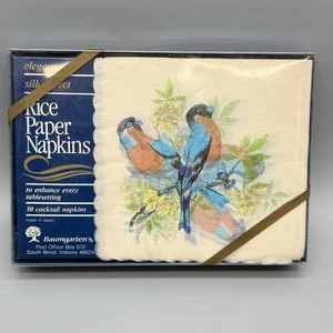 Tovaglioli di carta di riso Baumgartens 30 pranzi effetto seta floreale uccellino Giappone vintage - Foto 1 di 2