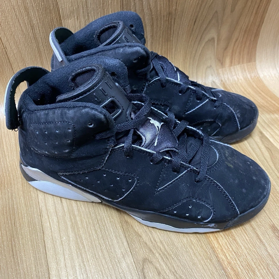 Nike Air Jordan Zapatos Tenis 6 Retro TD Cromo Negro Gamuza DX6179-001 Talla 3Y Foto 1 de 4