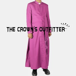 New Cassock for Chaplain To His Holiness Pink Tropical Clergy Robe Quick Ship - Picture 1 of 5