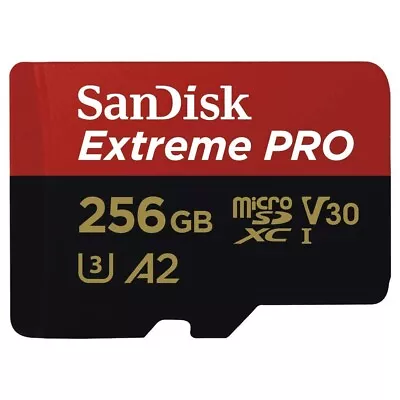 Sandisk 256GB Extreme Pro MicroSD Memory Card Class 10 U3 V30 Includes Adapter - Image 1 of 4