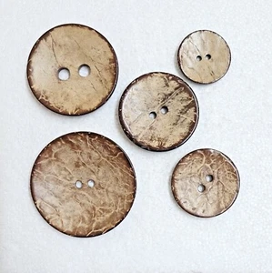 JHB Lacquered Coconut Shell Button 2 Hole 30mm 38mm 45mm 50mm 57mm Eco Friendly - Picture 1 of 21