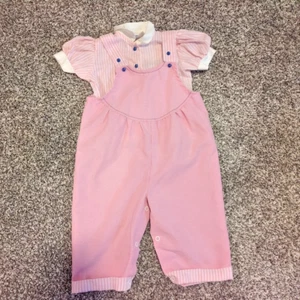 Camicia vintage McKids con salopette bavaglino taglia 18 mesi media bambina bottoni - Foto 1 di 8