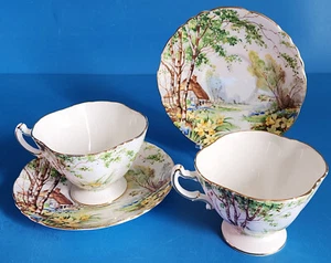(2) Tazas de té y platillos Hammersley con taza de té narciso cabaña Lorna Doone - Inglaterra - Imagen 1 de 24