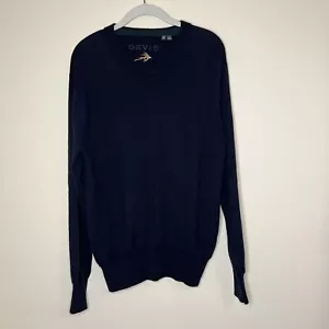 Orvis dunkelblau weich 100 % Merinowolle VNeck Pullover Business Freizeit Herren Medium - Bild 1 von 5