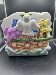 Caja de música vintage Napco Arca de Noé animales jardinera vivero fila tu bote - Imagen 1 de 12