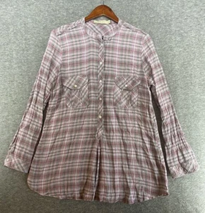 Zara Women’s Size XL Plaid Long Sleeve Button Up Purple Shirt - Picture 1 of 15