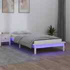 LED Bed Frame White 90x190 cm 3FT Single Solid Wood