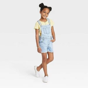 NWT Girls’ Cat & Jack Jean Shortalls Light Wash L Plus XL Plus XXL XXL Plus - Picture 1 of 4