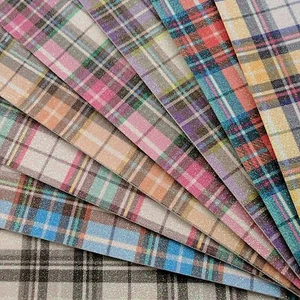 Tartan Fine Glitter Fabric A4 Sheets Felt Backed Gingham For Bows & Crafts - Picture 1 of 9