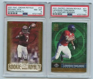 2001 Pacific Crown Royale #18 Michael Vick Rookie #/1250 PSA 8 NM-MT & Tomlinson - Bild 1 von 2