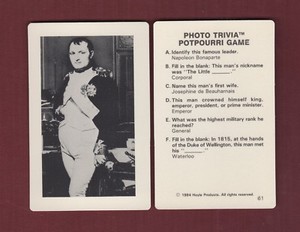NAPOLEON BONAPARTE, French Emperor ~ 1984 Hoyle Photo Trivia Potpourri game card