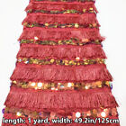 1 Yard Sequin Tassel Fabric Lace Shiny For Dancewear Dress Stage Costume Decor