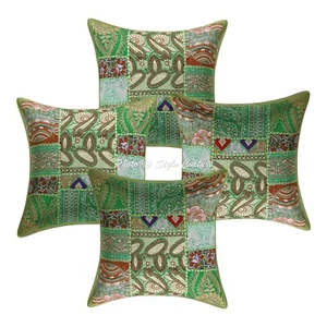 Pillow Cover Patchwork Vintage Decor Car Sofa Cushion Case 12 x 12 in - Picture 1 of 6