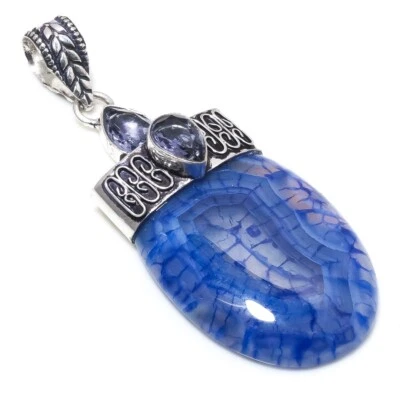 Colgante de piedras preciosas hechas a mano de amatista de calcita tamaño 2,9 pulgadas Foto 1 de 3