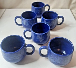 6 ct 1981 Small Coffee/Tea Cups Pottery Blue Artist CH - Picture 1 of 16