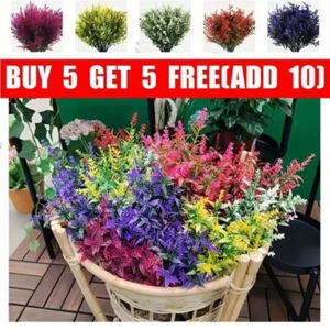 Artificial Flowers Plastic Fake Plants UV Resistant Home In/Outdoor Garden Decor - Picture 1 of 16