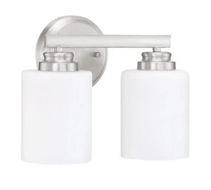 Craftmade Bolden White Frost Glass Vanity Bath Lighting, 2-Light, Brushed Nickel - Picture 1 of 3