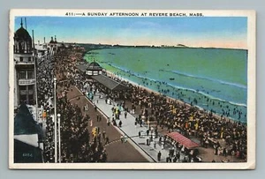 A Sunday Afternoon At Revere Beach, Massachusetts Postcard - Picture 1 of 2