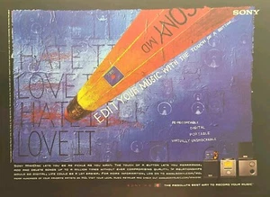 Reproductor de minidisco Sony MD edita tu lista de reproducción de música anuncio impreso vintage 1999 - Imagen 1 de 4