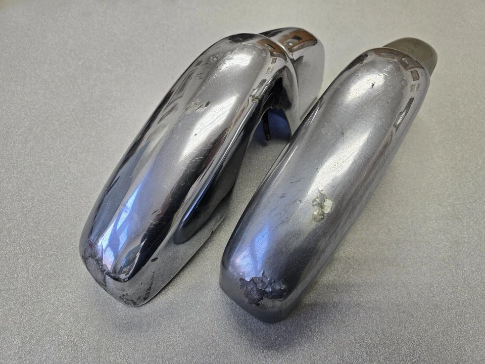 PAR DE ANULADORES PARACHOQUES DELANTEROS CROMADOS ORIGINALES USADOS PORSCHE 356B 356C 356SC #12 Foto 1 de 4