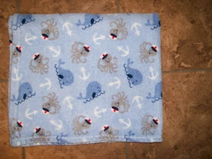 Parents Choice Blue Baby Blanket Octopus Captain Sailor Hat Whale Anchor Walmart - Picture 1 of 3