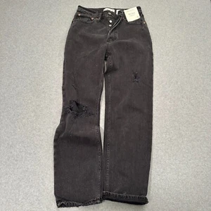 Neu mit Etikett Abercrombie & Fitch The Dad Damenjeans hoher Bund schwarz Gr. 26 2s distressed - Bild 1 von 16