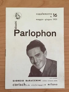 Dischi Parlophon Supplemento n. 16 Giorgio Baracchini 1951 - Picture 1 of 2