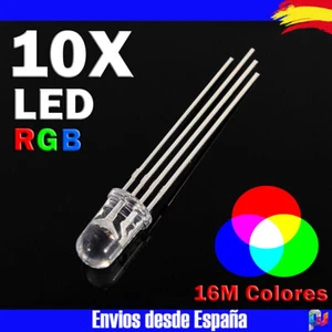 10x DIODO LED RGB 5mm transparente Anodo Comun 4 pines - Imagen 1 de 1