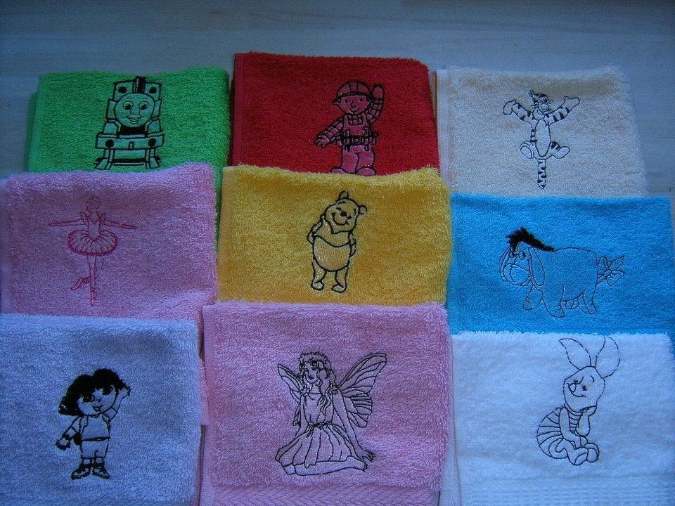AZTEX Personalised Embroidered face flannel Fairy, Tigger, Pooh, Thomas,£3.50 inc p&p