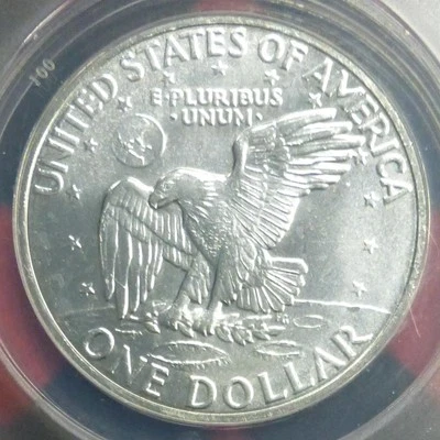 1971 S ANACS MS 66 Eisenhower 40% Silver Dollar, USA $1, Apollo 11 Insignia Rev - Image 1 of 4