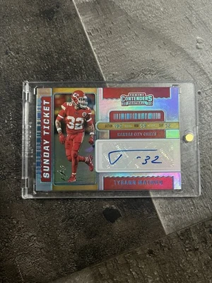 2020 Contenders Tyrann Mathieu 1/1 Auto Platinum Sunday Ticket Signatures Chiefs - Image 1 of 4