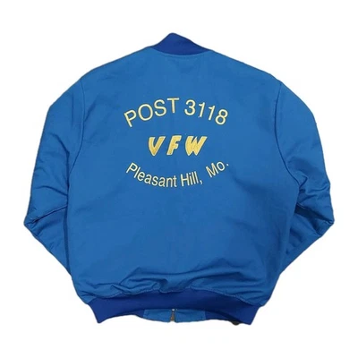Vtg VFW Bomber Jacket L Blue Pleasant Hill, MO EMBROIDERED 3118 Flawless Vintage - Image 1 of 4