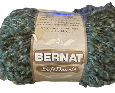 Bernat Soft Bouclé Yarn 5 oz Skein Moss Green 26947 Made in USA Acrylic - Image 1 of 4