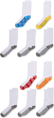 Fruit Of The Loom Big Boys' 10 Pack Crew Socks, White/Gray/ Medium, White  - Imagem 1 de 3