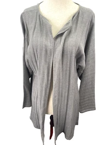 Cárdigan Zoran Mujer Talla Única Gris Lino Chaqueta Abierta Camisa Tranquilo Lujo Italia - Imagen 1 de 13
