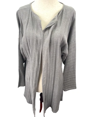 Cárdigan Zoran Mujer Talla Única Gris Lino Chaqueta Abierta Camisa Tranquilo Lujo Italia Foto 1 de 4