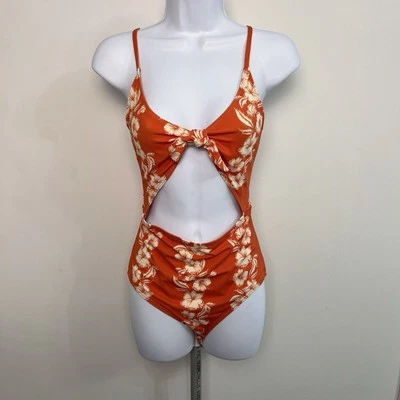 Out From Under Medium Printed Floral Tie-Front Cut-Out One-Piece Swimsuit 1-3 - Image 1 of 4
