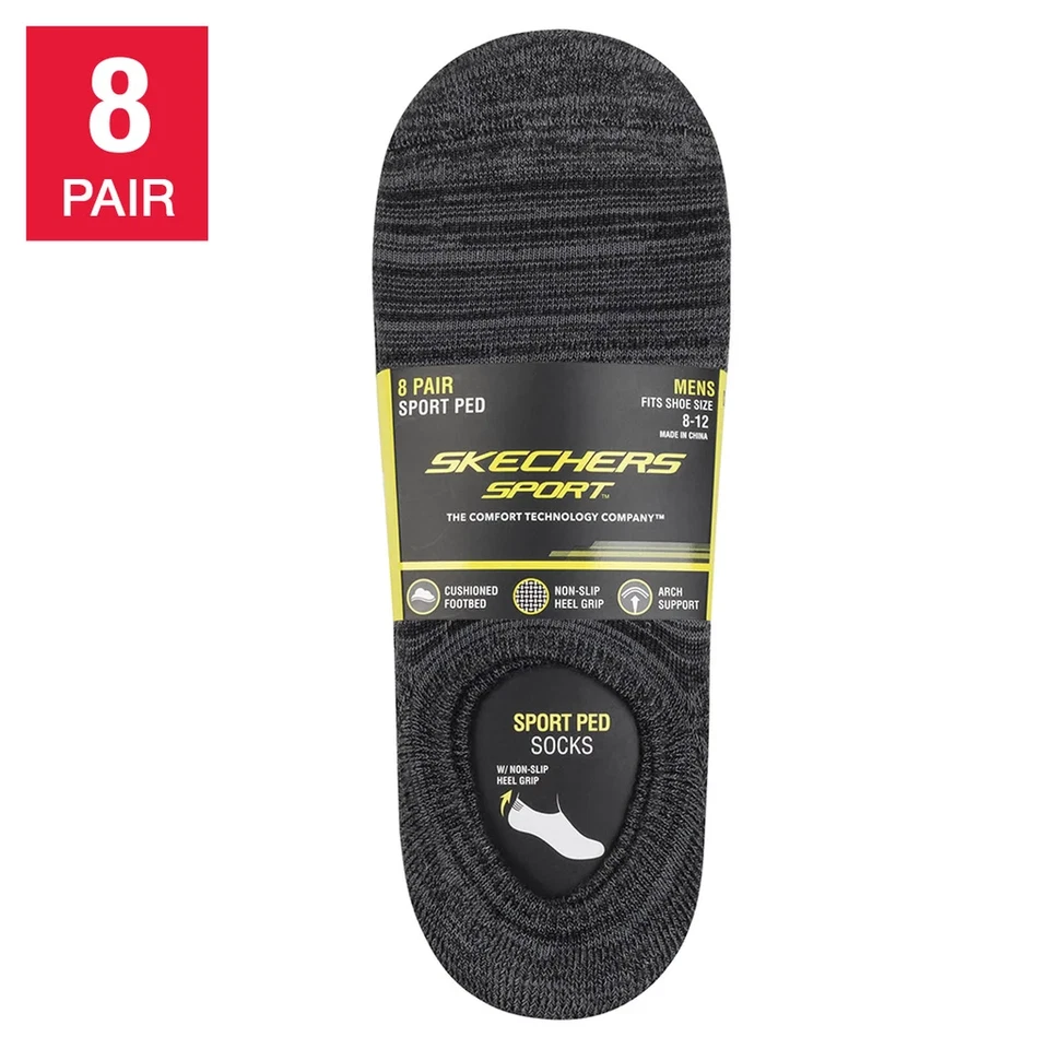 Calcetín deportivo Skechers para hombre, 8 pares, negro/gris, se adapta a la talla de zapato 8-12 Foto 1 de 1