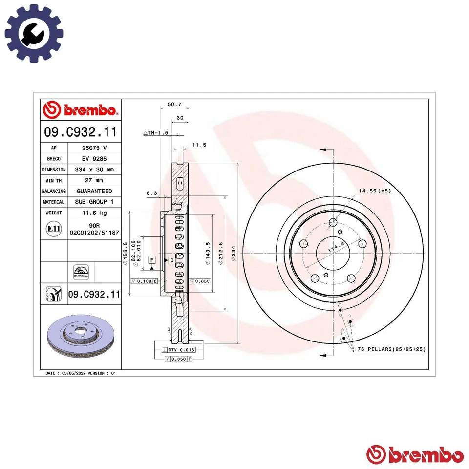 2x BRAKE DISC 09.C932.11 FOR LEXUS 2AR-FSE 2.5L 8AR-FTS 2.0L 4cyl IS III 3.5L GS - Image 1 of 4