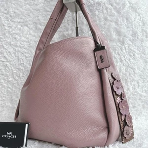 COACH Bandit Tea Rose Hobo Shoulder Bag Pink Floral Leather AUTH From Japan - Picture 1 of 15