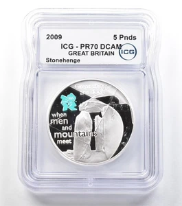 2009 Great Britain 5 Pounds Silver Stonehenge PR70 DCAM ICG *3675 - Picture 1 of 3