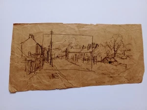 Rare Original Pencil Sketch by William E Parker on Brown Paper Oxenhope - Picture 1 of 1