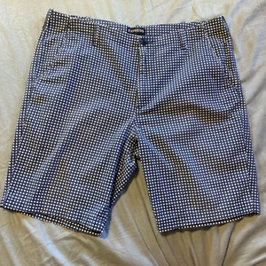 Mens Express Size 36 Blue And White Checkered Shorts 100% Cotton - Picture 1 of 5