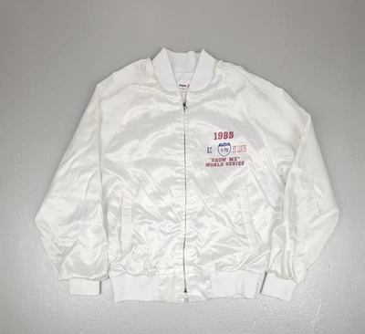 Vintage 1985 World Series Satin Jacket Mens Med. Royals Cardinals 1-70 Series  - Image 1 of 4