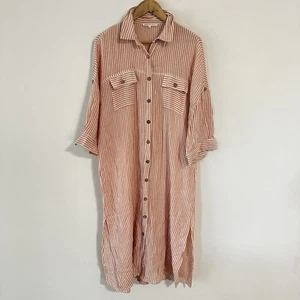 Label Of Love Women’s Dress Shirt Button Up Collared Striped 100% Cotton Size XL - Bild 1 von 11