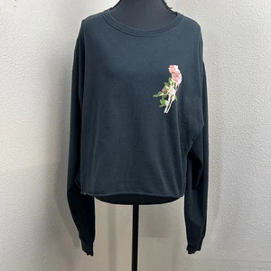 Official Taylor Swift Lover Roses Crop Long Sleeve Shirt Women's XL Black - Picture 1 of 8