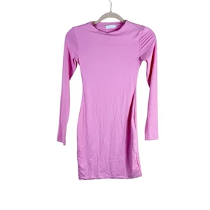 MESHKI Damen Gr. XS Bubblegum Rosa Langarm Offener Rücken Bodycon Minikleid - Bild 1 von 4